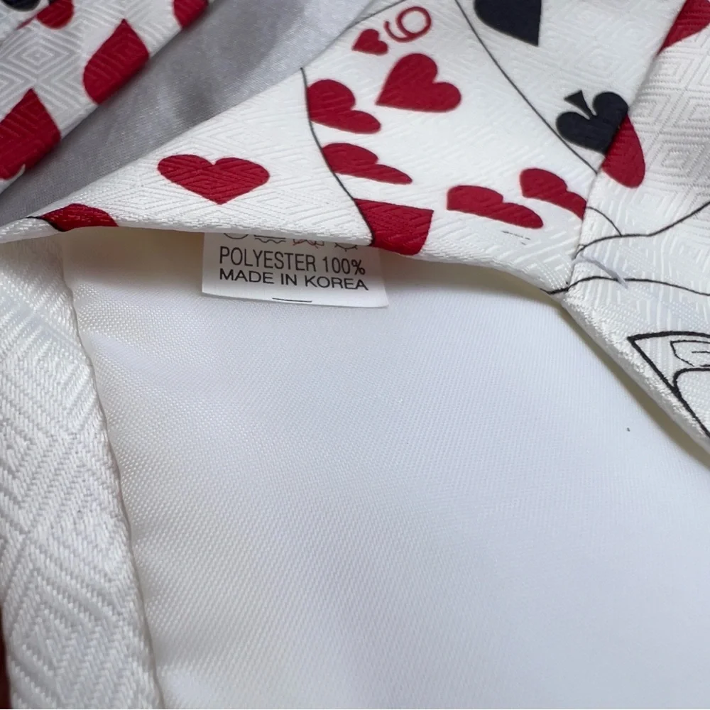 UMA LORENZO COLLECTION Menswear Cream Off White Play Cards Joker Pattern Necktie